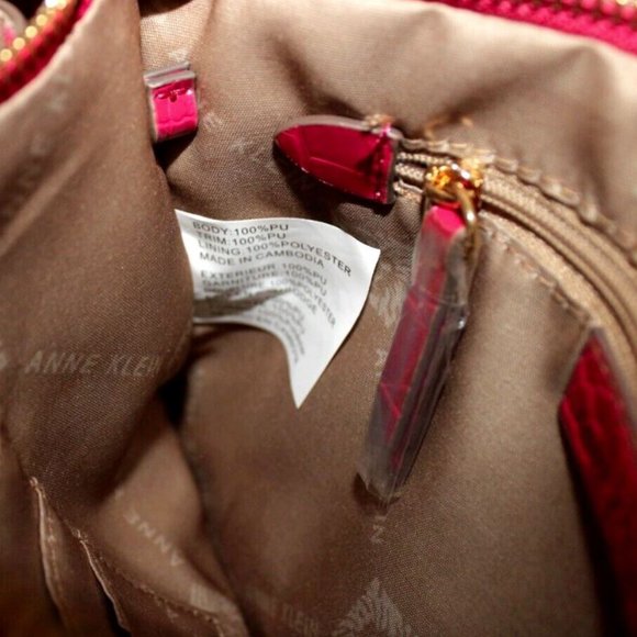 Anne Klein Maya Triple xBody Tassel Bright Rose Croc Crossbody Bag Organizer New - Picture 5 of 7